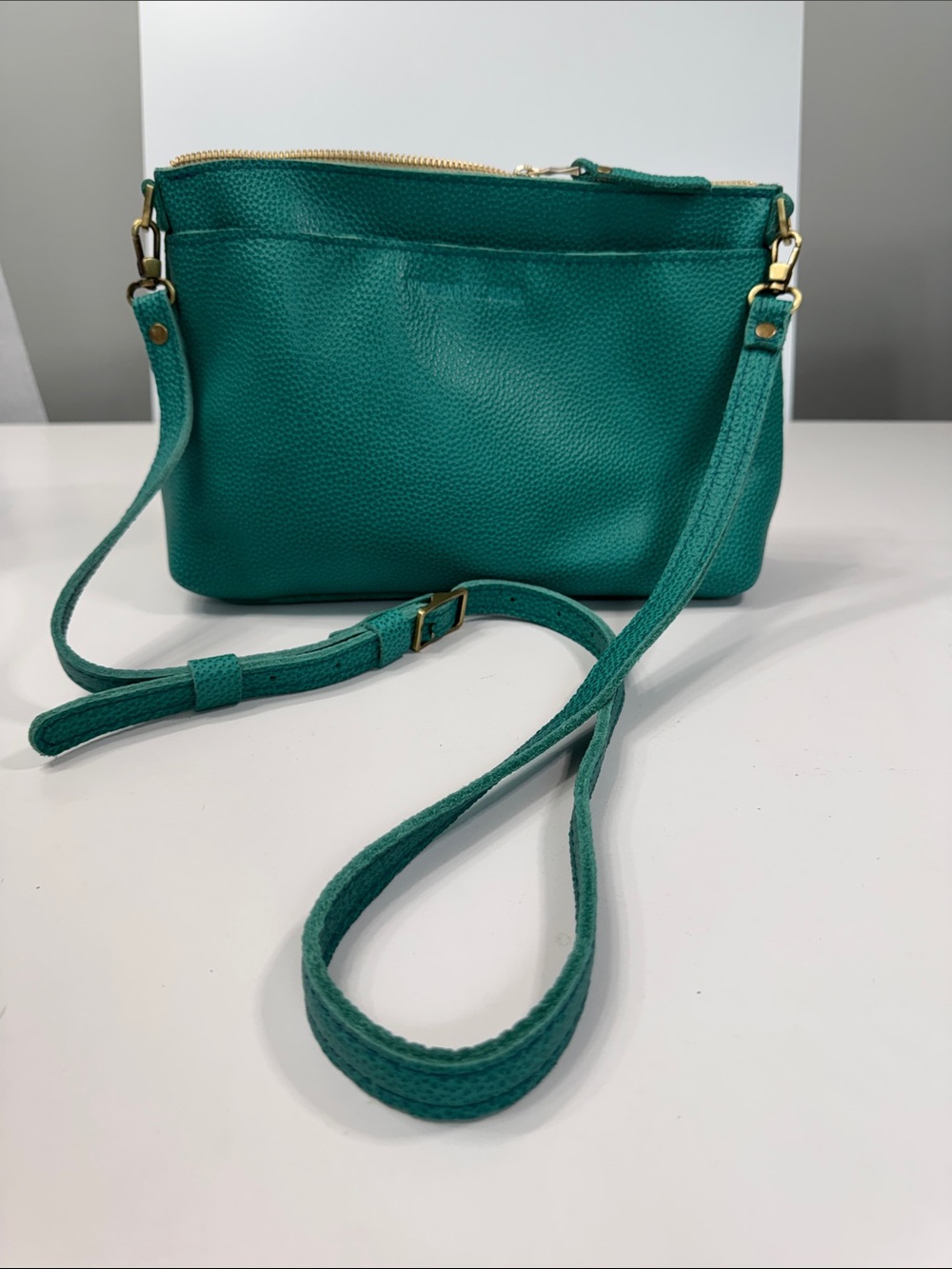 Portland Leather Teal Green Crossbody with Gold Accents